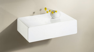 CASSY Shelf with Drawer, High Gloss White, 51x27x14cm