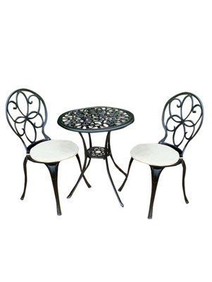 Cast Aluminium Bistro Set Design 13 - Black