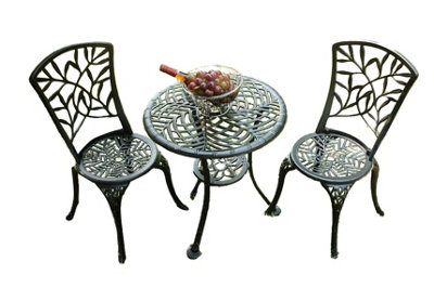 Cast Aluminium Bistro Set Design 8 - Black