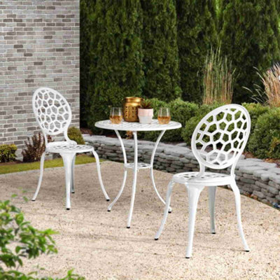 Cast Aluminium Bistro Set White DIY at B&Q