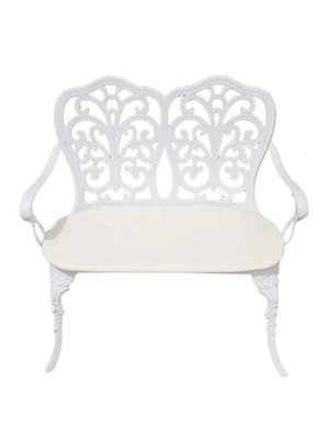 Cast Aluminium Love Seat Bench - White