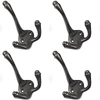 CAST IRON 1883 ANTIQUE TRIPLE COAT HOOK WITH A PAIR OF MATCHING WOODSCREWS (PACK OF 4)