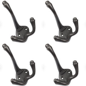 CAST IRON 1883 ANTIQUE TRIPLE COAT HOOK WITH A PAIR OF MATCHING WOODSCREWS (PACK OF 4)