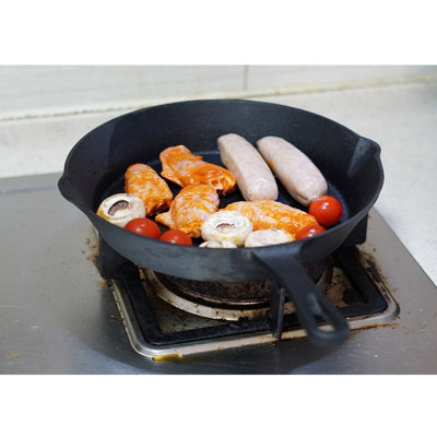 Cast Iron 3 Pcs Skillet Pan Set Non Stick Round Frying Grill Kitchen Fry Cooking