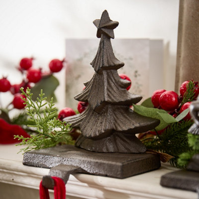 Cast Iron 3D Christmas Tree Stocking Holder - 3