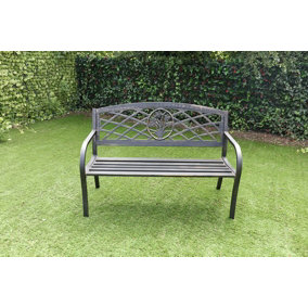 Cast Iron Back Bench MCI536MAL Bronze with Tubular Steel Frame & Seat