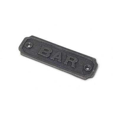 Cast Iron BAR Sign 110mm x 35mm Complete With Fixing Screws