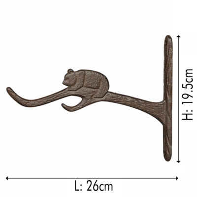 Cast Iron Bear Wall Bracket Outdoor Basket Hanger Garden Hanging Basket Bracket - 4