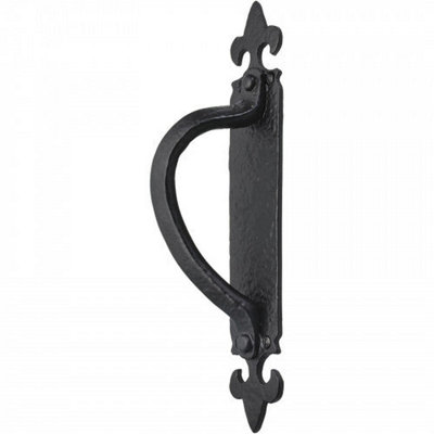 Cast Iron Black Antique Pull Handles Door Gate Shed & Fixings Rose ...