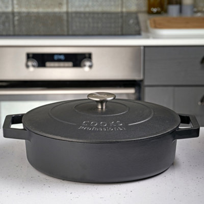 Cast Iron Casserole Dish 28cm Oven Proof Enamelled Pan with Lid