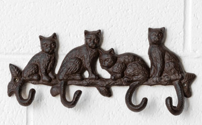 Cast Iron Cat Tail Hanging Hook Plaque