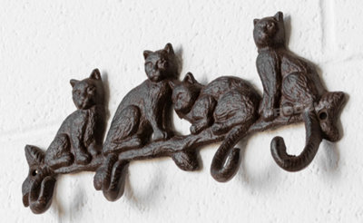 Cast Iron Cat Tail Hanging Hook Plaque - 3