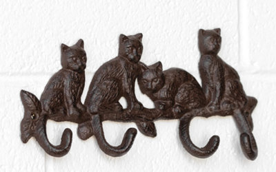 Cast Iron Cat Tail Hanging Hook Plaque - 4