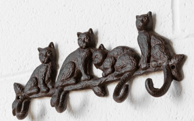 Cast Iron Cat Tail Hanging Hook Plaque - 5