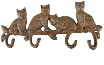 Cast Iron Cat Tail Hanging Hook Plaque - 6