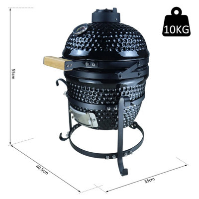 Cast Iron Ceramic Kamado Charcoal BBQ Oven Black - 3