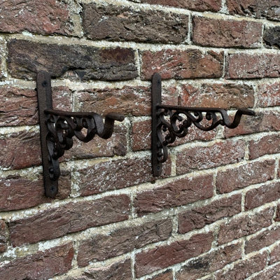 Cast Iron Decorative Hanging Basket Bracket 20cm (Set of 2)