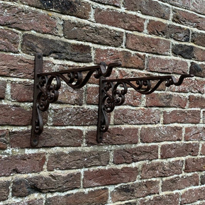 Cast Iron Decorative Hanging Garden Basket Bracket (20cm) - Pack of 4