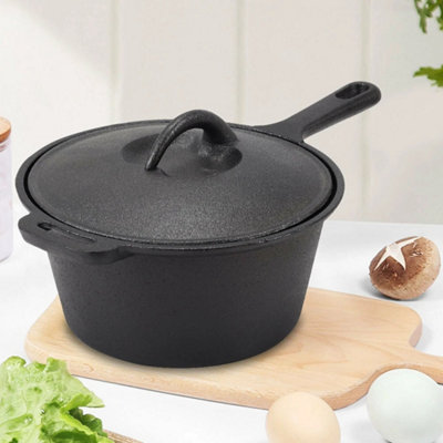 Cast Iron Deep Pan Saucepan Cookware Stew Pot