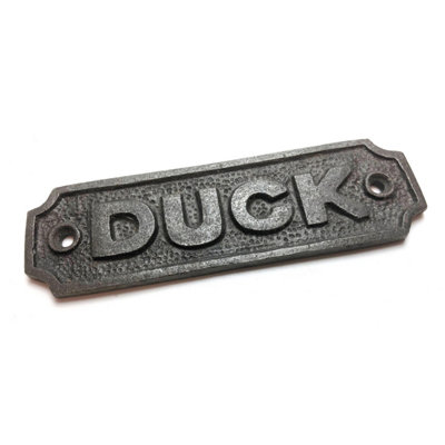 Cast Iron DUCK Sign - 115mm x 35mm c/w fixing screws.