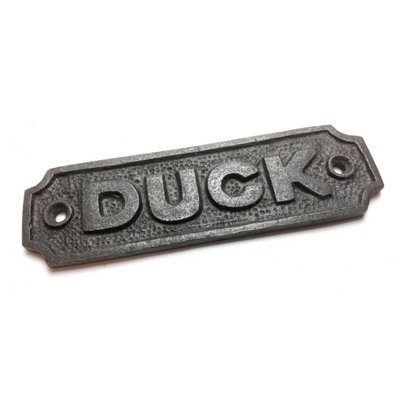 Cast Iron DUCK Sign - 115mm x 35mm c/w fixing screws.