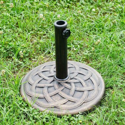 Cast Iron Effect Parasol Base Umbrella Stand Heavy 9Kg Garden Sunshade Holder