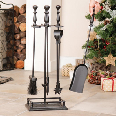 Cast Iron Fireplace 5pc Tools Companion Set with Coal Bucket - 3