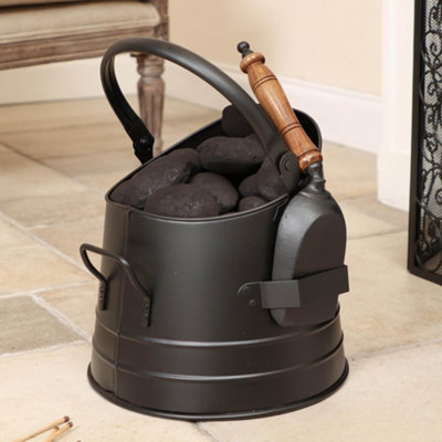 Cast Iron Fireplace 5pc Tools Companion Set with Coal Bucket - 4