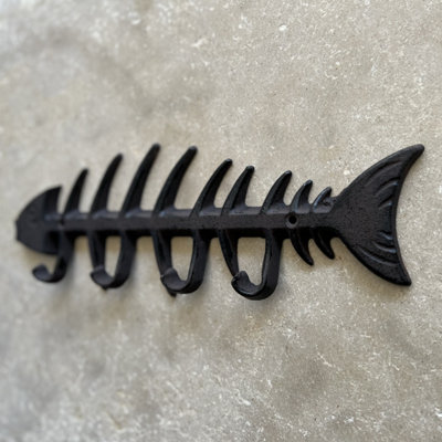 Cast Iron Fish Bone Wall Hook Rack