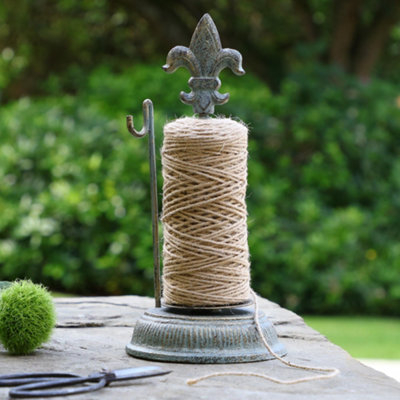 Cast Iron Fleur de Lys Outdoor Garden String Twine & Dispenser for