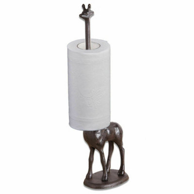 Cast-Iron Giraffe Paper Roll Holder Green