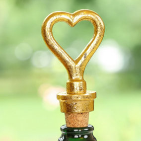 Cast Iron Gold Heart Design Bottle Stopper