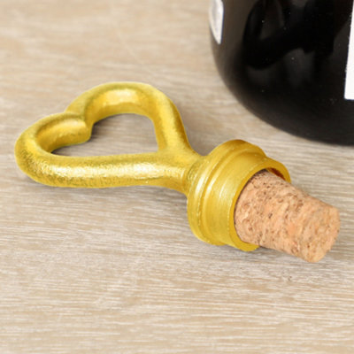 Cast Iron Gold Heart Design Oil Bottle Stopper Gift Idea