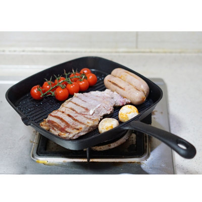 Cast Iron Griddle Pan Non Stick Square Frying Grill Fry Skillet Kitchen Cookware DIY at B Q