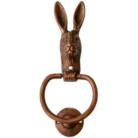 Cast Iron Hare Door Knocker - Iron - L4 x W10.5 x H23.5 cm - Antique Copper