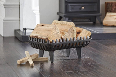 Cast Iron Log Basket Rack Black - LOG01