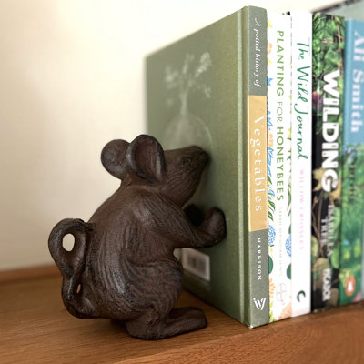 Cast Iron Mouse Decorative Doorstop or Bookends (Set of 2)