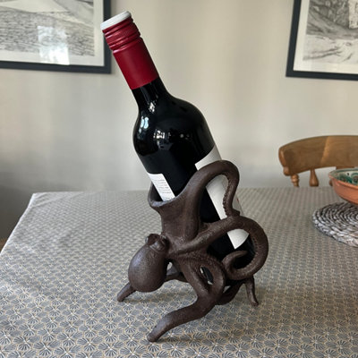Cast Iron Octopus Shaped Wine Bottle Holder - 3