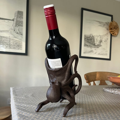 Cast Iron Octopus Shaped Wine Bottle Holder - 4
