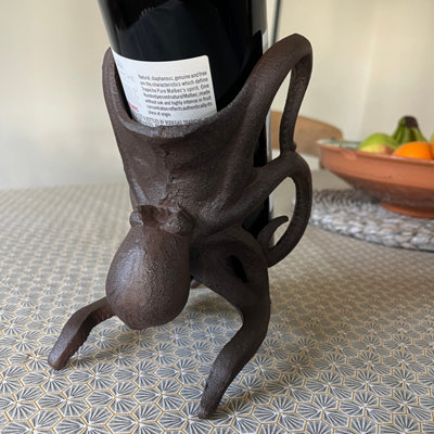 Cast Iron Octopus Shaped Wine Bottle Holder - 6