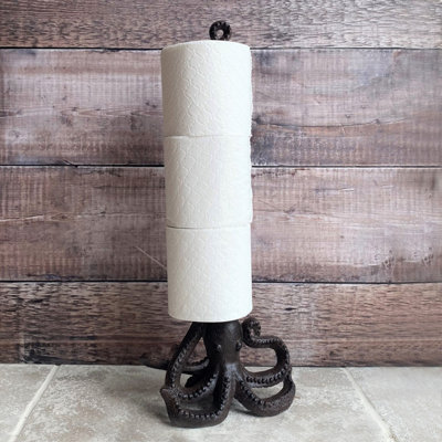 Cast Iron Octopus Wall Dispenser, Floor Loo Roll Holder & Wall Hook