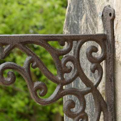 Cast Iron Ornate Scrolled Outdoor Garden Bird Feeder Hanging Wall Bracket - 3