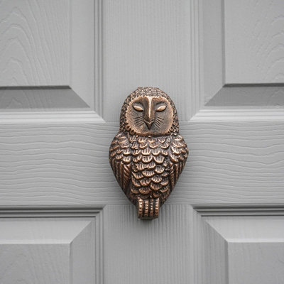 Cast Iron Owl Door Knocker - Iron - L6 x W9.5 x H16 cm - Antique Brass