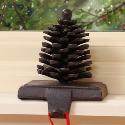Cast Iron Pine Cone Decorative Fireplace Stocking Holder Christmas Stocking Holder - 3