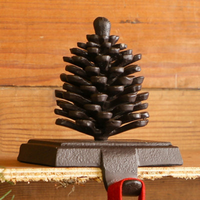 Cast Iron Pine Cone Decorative Fireplace Stocking Holder Christmas Stocking Holder - 4