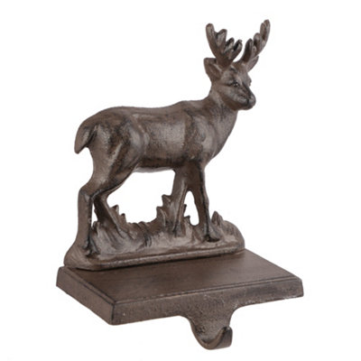 Cast Iron Reindeer Decorative Fireplace Stocking Holder Christmas Stocking Holder