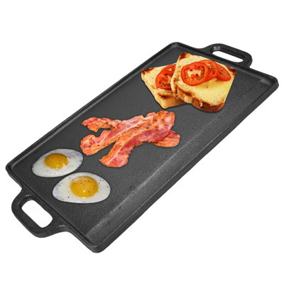 Cast Iron Reversible Griddle Pan Non-Stick Coating Gas Electric Hobs - 3