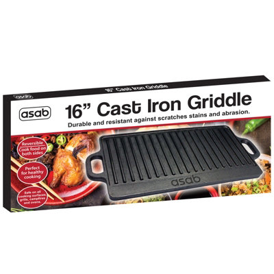 Cast Iron Reversible Griddle Pan Non-Stick Coating Gas Electric Hobs - 4