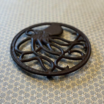 Cast Iron Round Octopus Themed Table Trivet