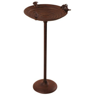 Cast Iron Rust Bird Bath On Stand